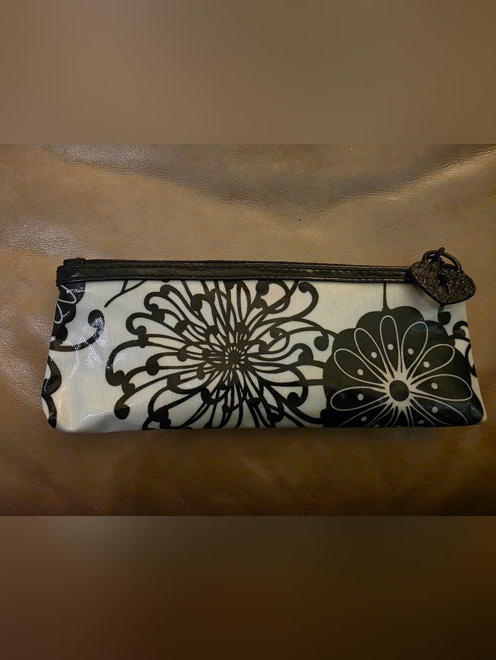Black & White Floral Zip Pouch - Women Accessories